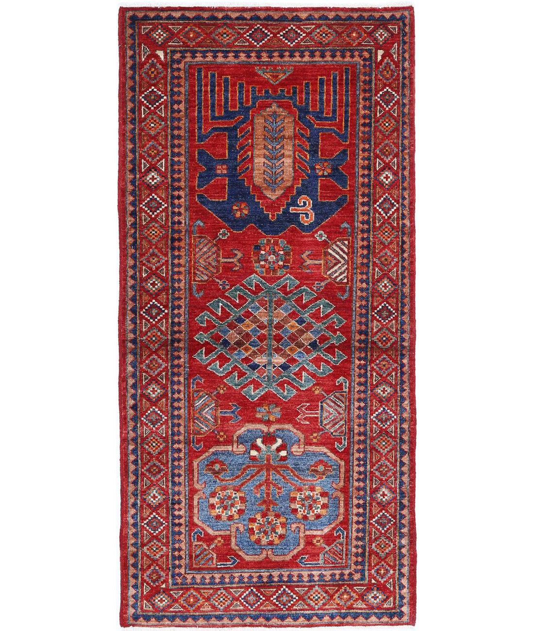 Humna 2'9'' X 5'10'' Hand-Knotted Wool Rug 2'9'' x 5'10'' (83 X 175) / Red / Taupe