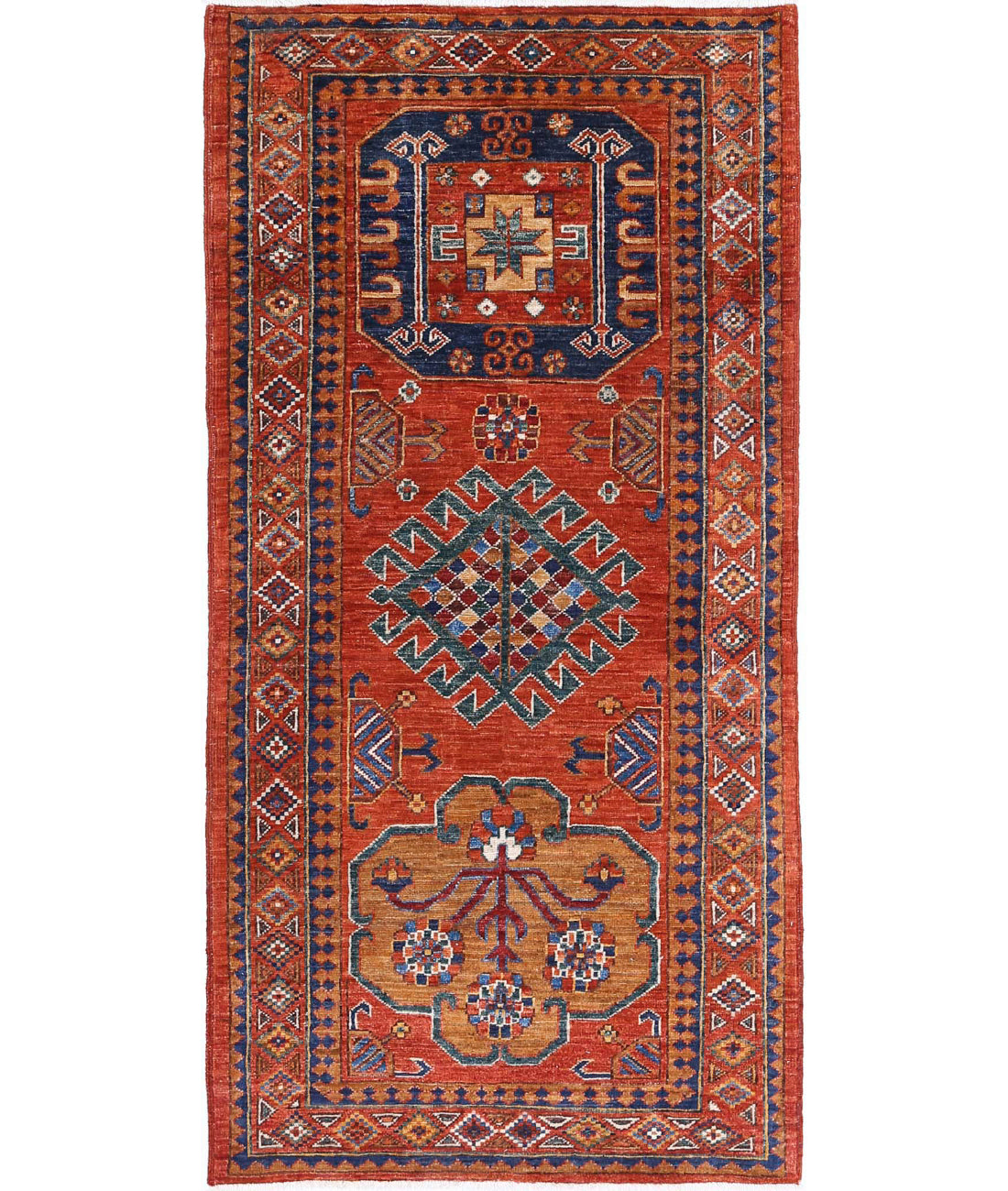 Humna 2'8'' X 5'9'' Hand-Knotted Wool Rug 2'8'' x 5'9'' (80 X 173) / Rust / Gold