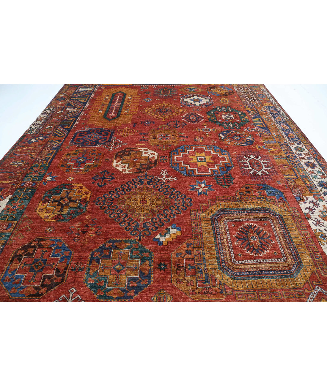 Humna 10'7'' X 13'11'' Hand-Knotted Wool Rug 10'7'' x 13'11'' (318 X 418) / Rust / Gold