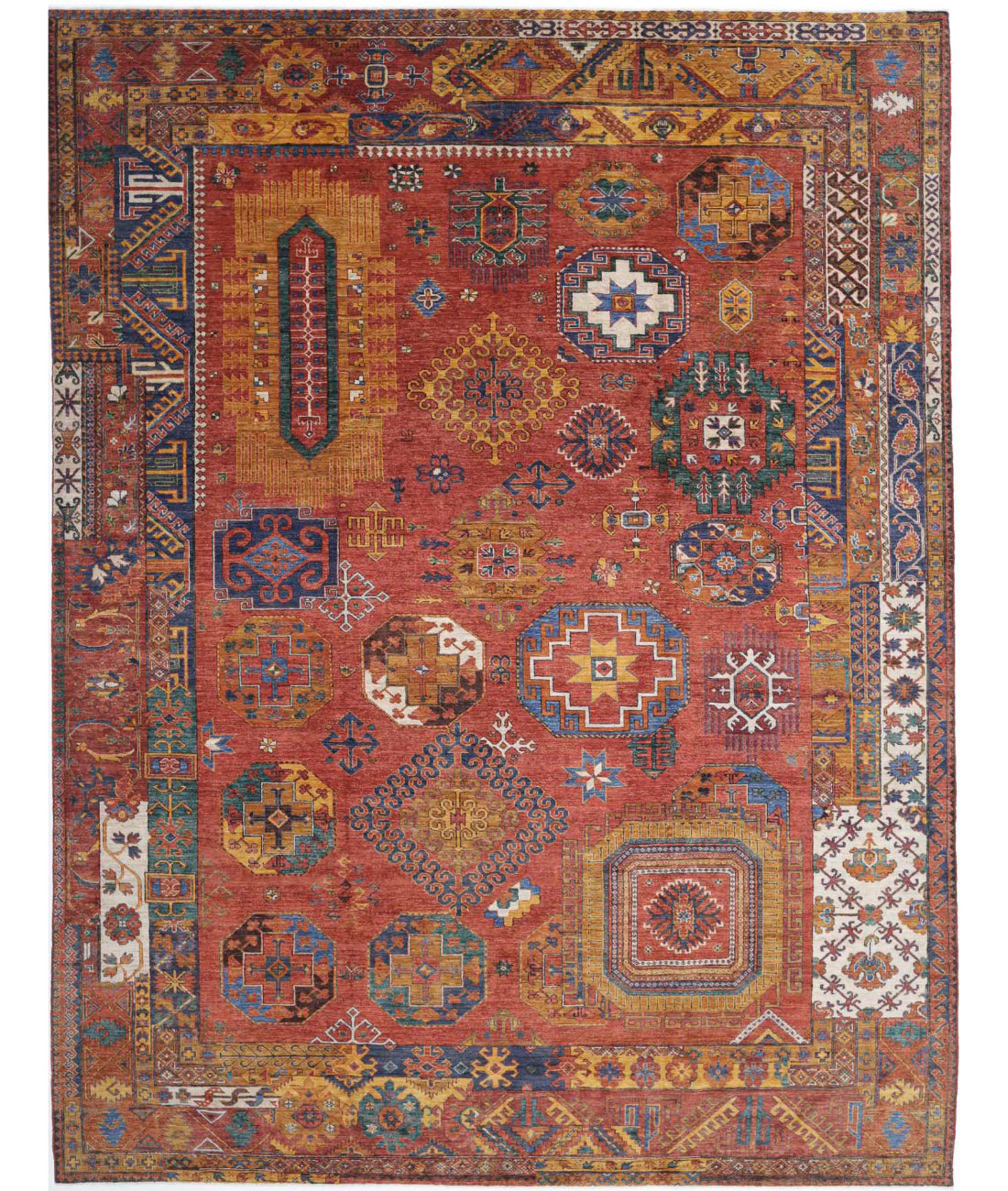 Humna 10'7'' X 13'11'' Hand-Knotted Wool Rug 10'7'' x 13'11'' (318 X 418) / Rust / Gold