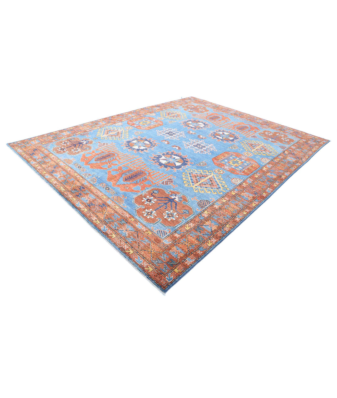 Humna 9'3'' X 12'0'' Hand-Knotted Wool Rug 9'3'' x 12'0'' (278 X 360) / Blue / Rust