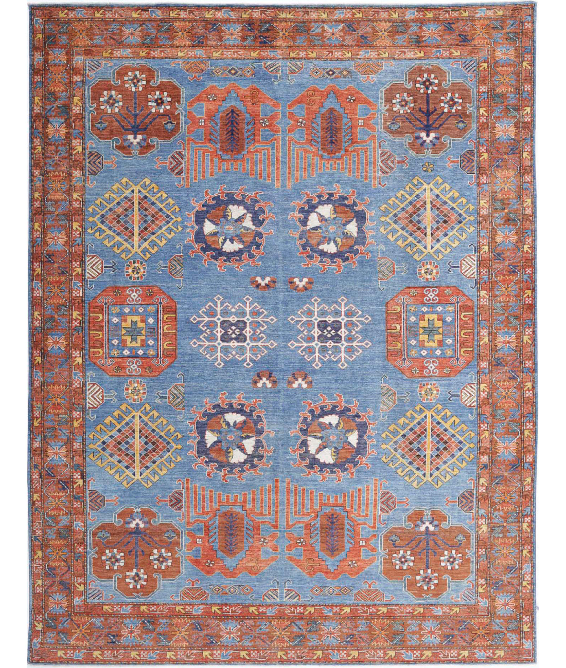 Humna 9'3'' X 12'0'' Hand-Knotted Wool Rug 9'3'' x 12'0'' (278 X 360) / Blue / Rust