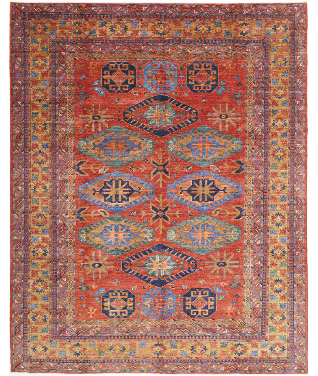 Humna 9'5'' X 11'8'' Hand-Knotted Wool Rug 9'5'' x 11'8'' (283 X 350) / Rust / Gold