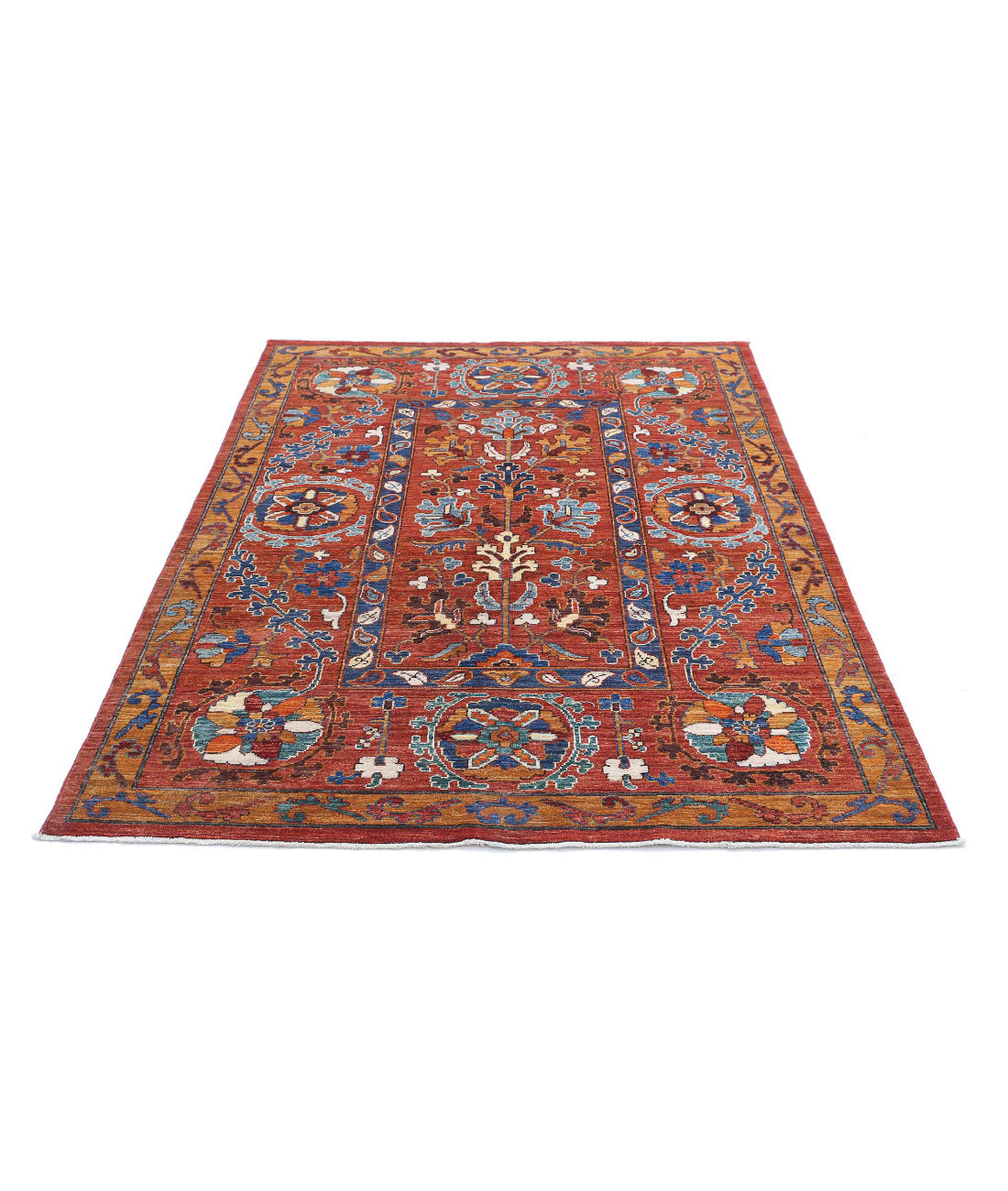 Humna 4'10'' X 6'5'' Hand-Knotted Wool Rug 4'10'' x 6'5'' (145 X 193) / Red / Rust