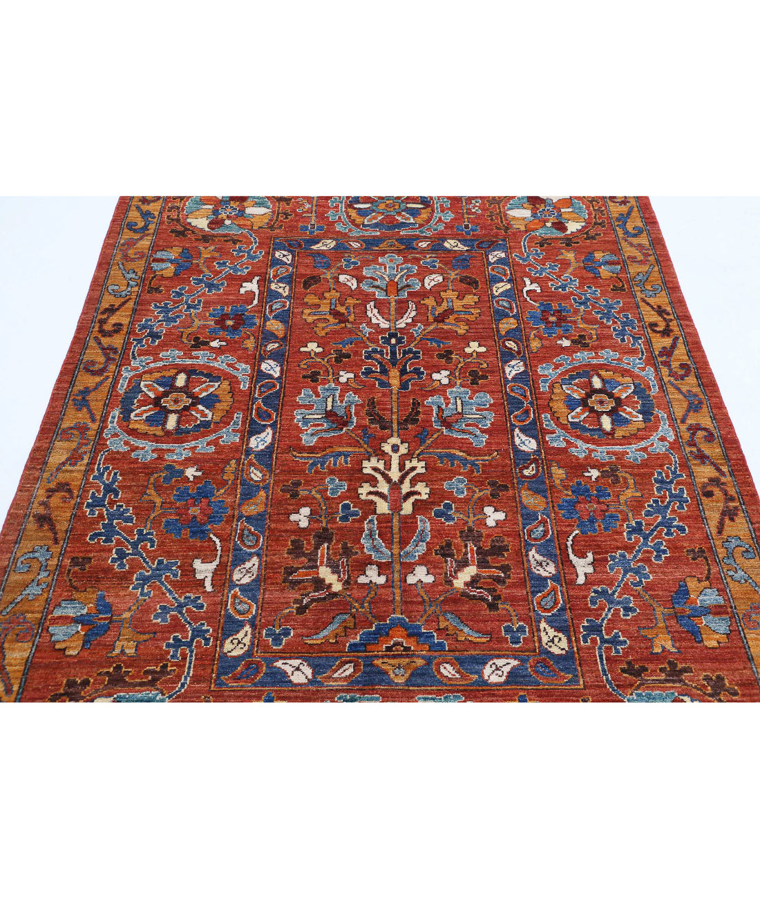Humna 4'10'' X 6'5'' Hand-Knotted Wool Rug 4'10'' x 6'5'' (145 X 193) / Red / Rust