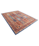 Humna 7'9'' X 9'8'' Hand-Knotted Wool Rug 7'9'' x 9'8'' (233 X 290) / Blue / Rust