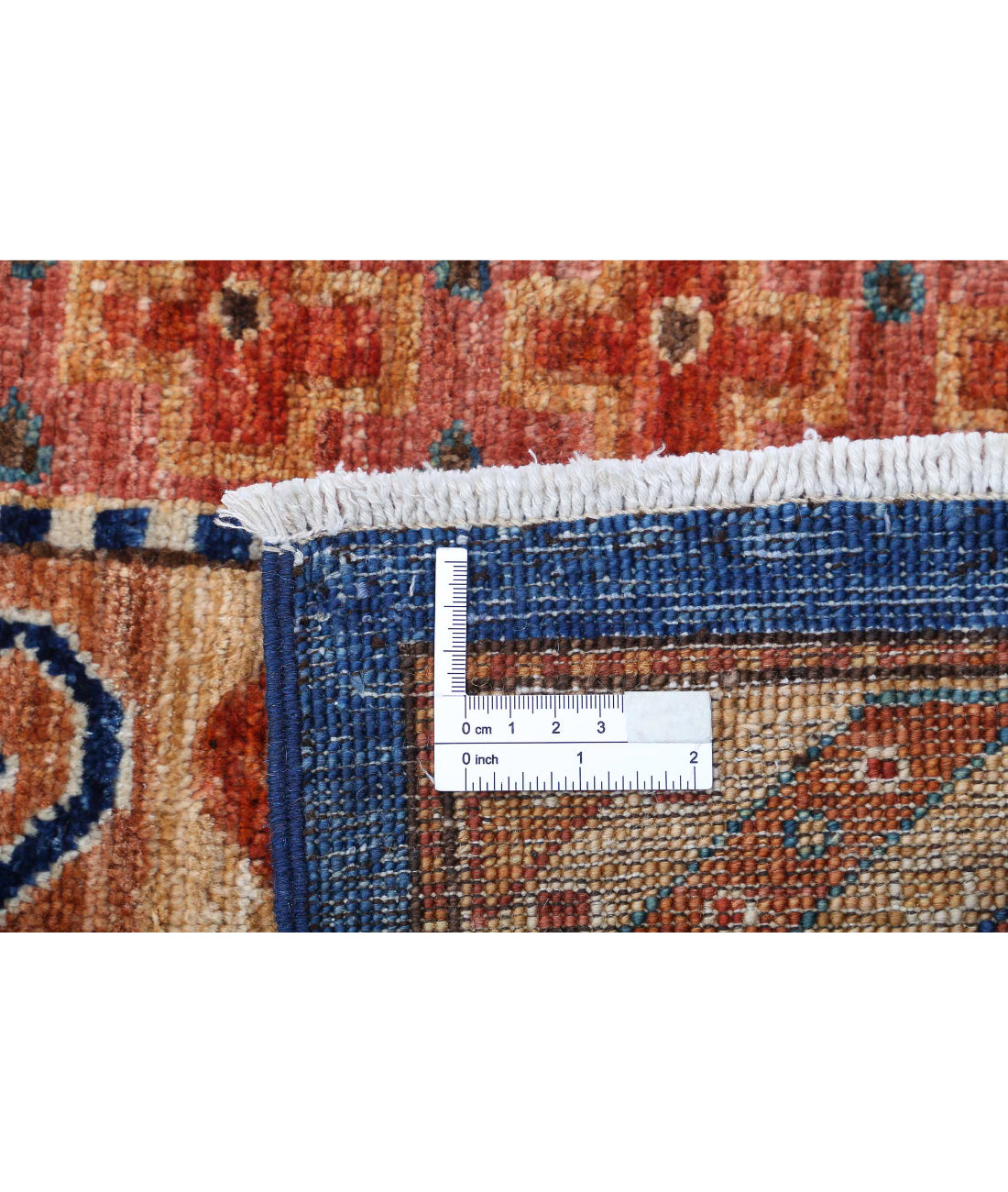 Humna 7'9'' X 9'8'' Hand-Knotted Wool Rug 7'9'' x 9'8'' (233 X 290) / Blue / Rust