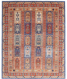 Humna 7'9'' X 9'8'' Hand-Knotted Wool Rug 7'9'' x 9'8'' (233 X 290) / Blue / Rust