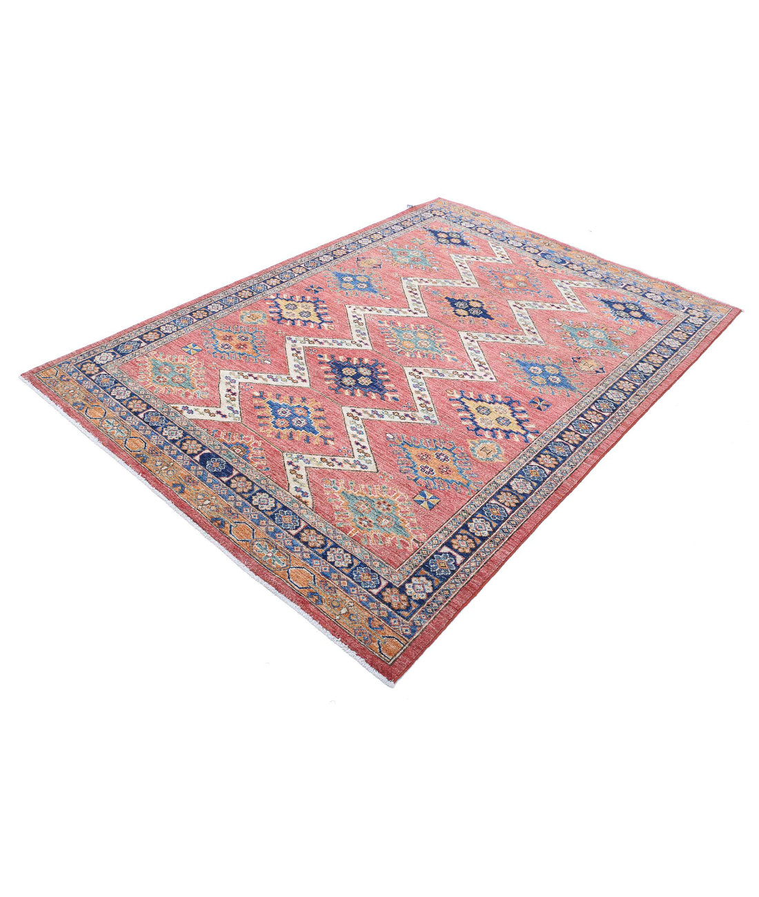 Humna 5'2'' X 7'6'' Hand-Knotted Wool Rug 5'2'' x 7'6'' (155 X 225) / Red / Blue