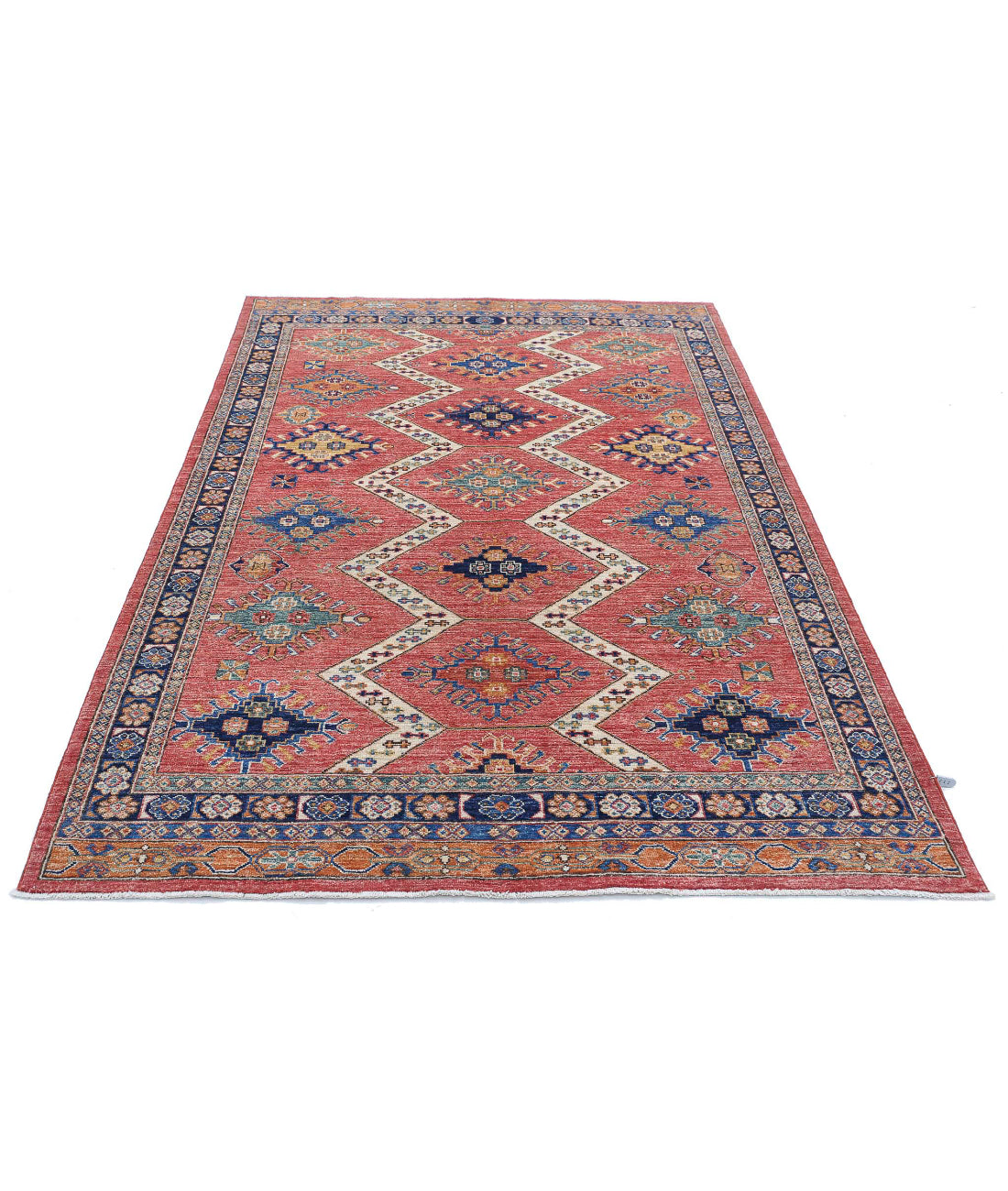 Humna 5'2'' X 7'6'' Hand-Knotted Wool Rug 5'2'' x 7'6'' (155 X 225) / Red / Blue