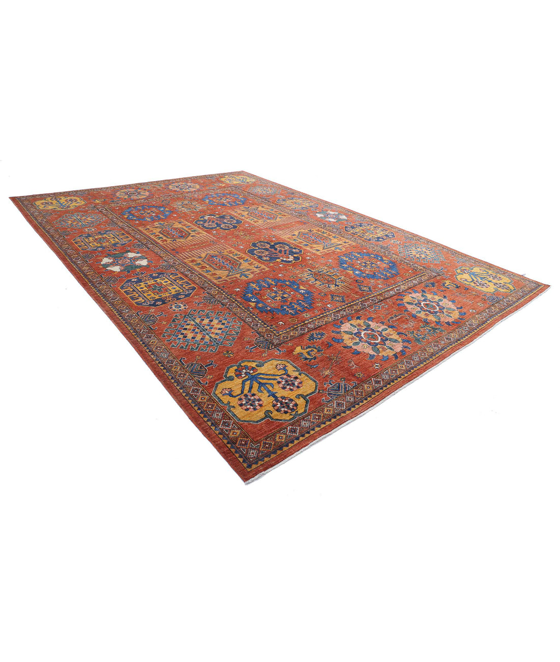 Humna 10'2'' X 14'5'' Hand-Knotted Wool Rug 10'2'' x 14'5'' (305 X 433) / Red / Gold