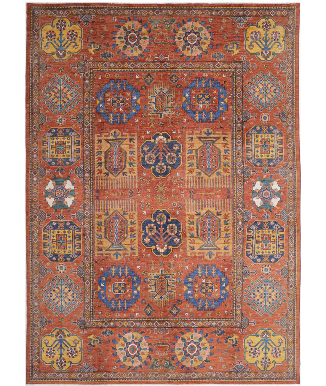 Humna 10'2'' X 14'5'' Hand-Knotted Wool Rug 10'2'' x 14'5'' (305 X 433) / Red / Gold