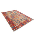 Humna 6'9'' X 9'7'' Hand-Knotted Wool Rug 6'9'' x 9'7'' (203 X 288) / Taupe / Red