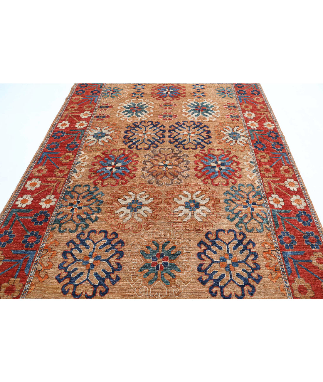 Humna 6'9'' X 9'7'' Hand-Knotted Wool Rug 6'9'' x 9'7'' (203 X 288) / Taupe / Red