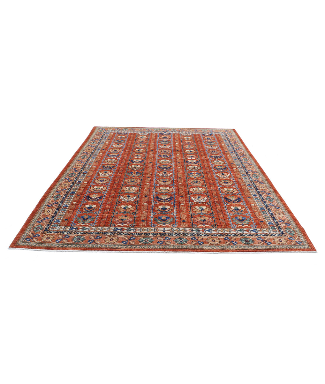 Humna 7'10'' X 9'9'' Hand-Knotted Wool Rug 7'10'' x 9'9'' (235 X 293) / Red / Peach