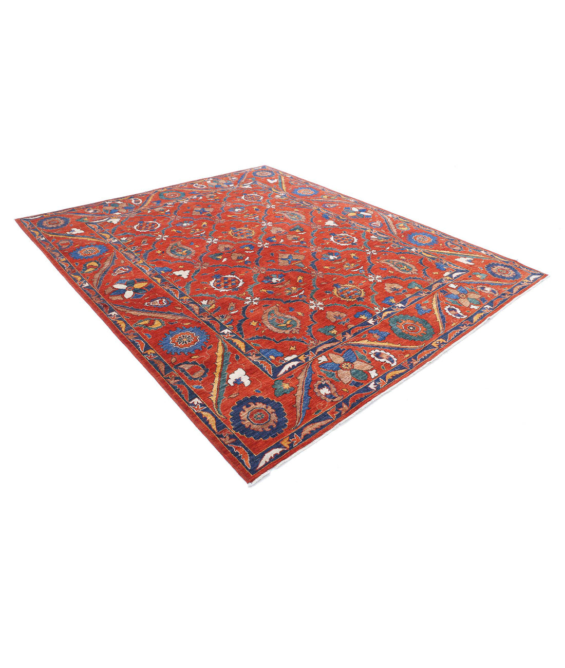 Humna 8'4'' X 10'1'' Hand-Knotted Wool Rug 8'4'' x 10'1'' (250 X 303) / Red / Blue