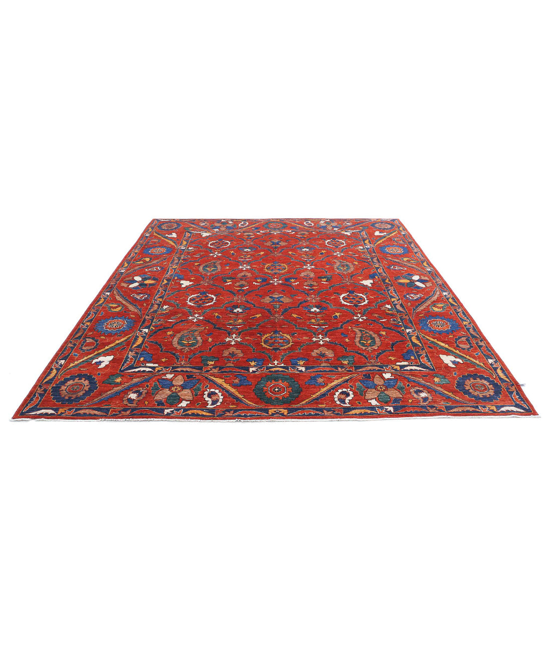 Humna 8'4'' X 10'1'' Hand-Knotted Wool Rug 8'4'' x 10'1'' (250 X 303) / Red / Blue