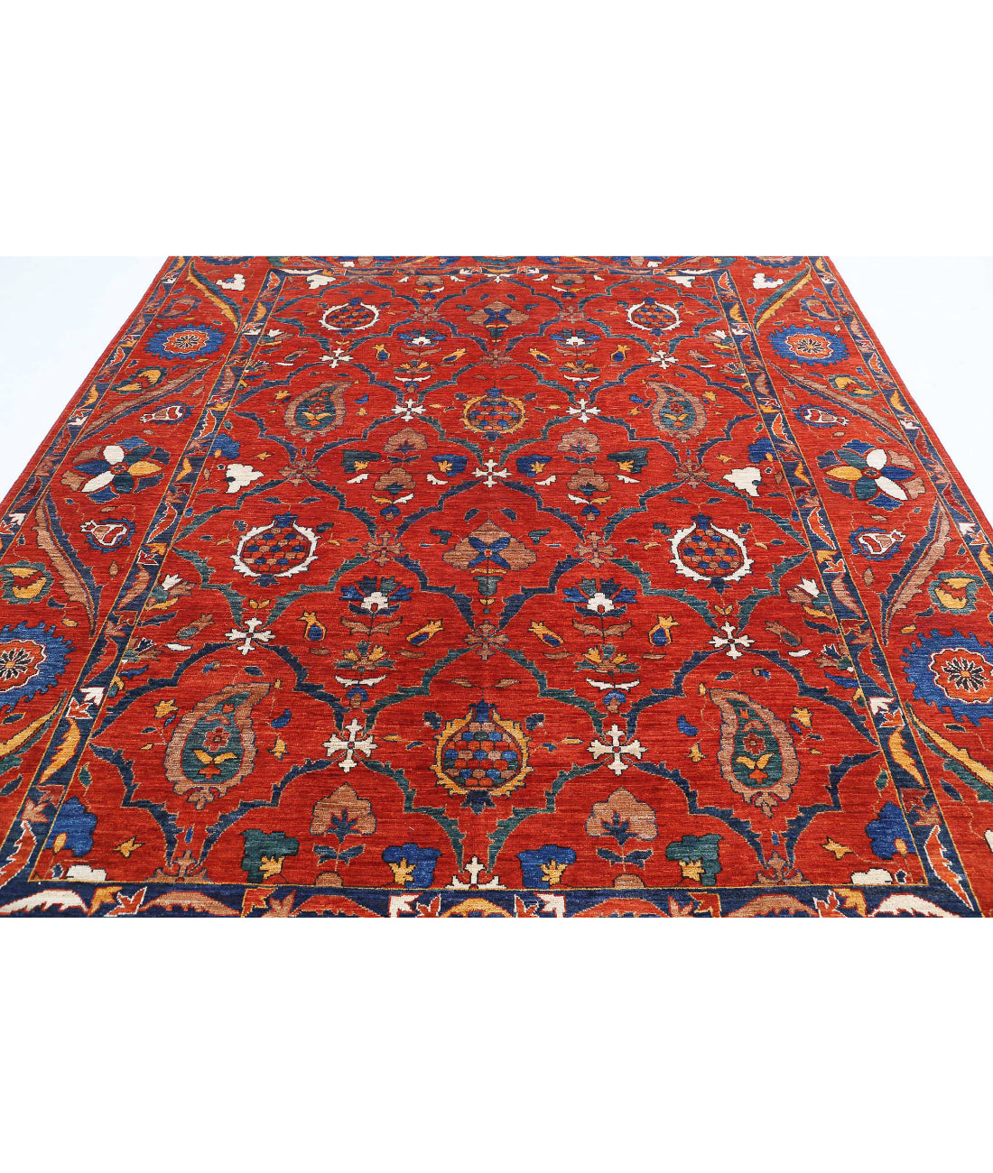 Humna 8'4'' X 10'1'' Hand-Knotted Wool Rug 8'4'' x 10'1'' (250 X 303) / Red / Blue