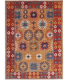 Humna 6'10'' X 9'5'' Hand-Knotted Wool Rug 6'10'' x 9'5'' (205 X 283) / Gold / Red