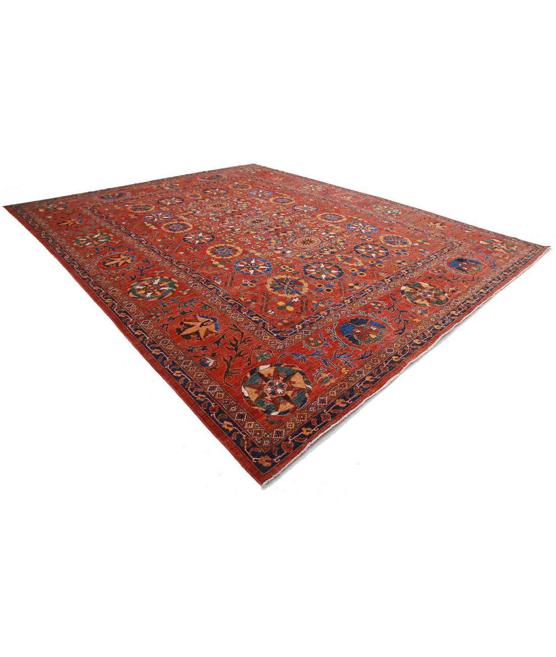 Humna 13'0'' X 16'1'' Hand-Knotted Wool Rug 13'0'' x 16'1'' (390 X 483) / Red / Red