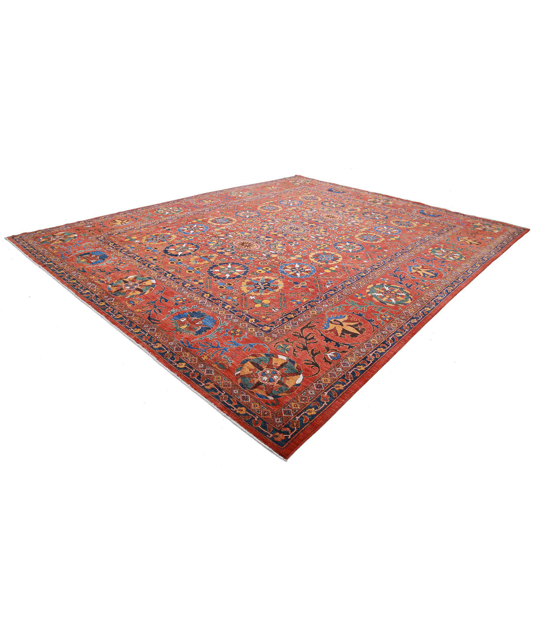 Humna 13'0'' X 16'1'' Hand-Knotted Wool Rug 13'0'' x 16'1'' (390 X 483) / Red / Red