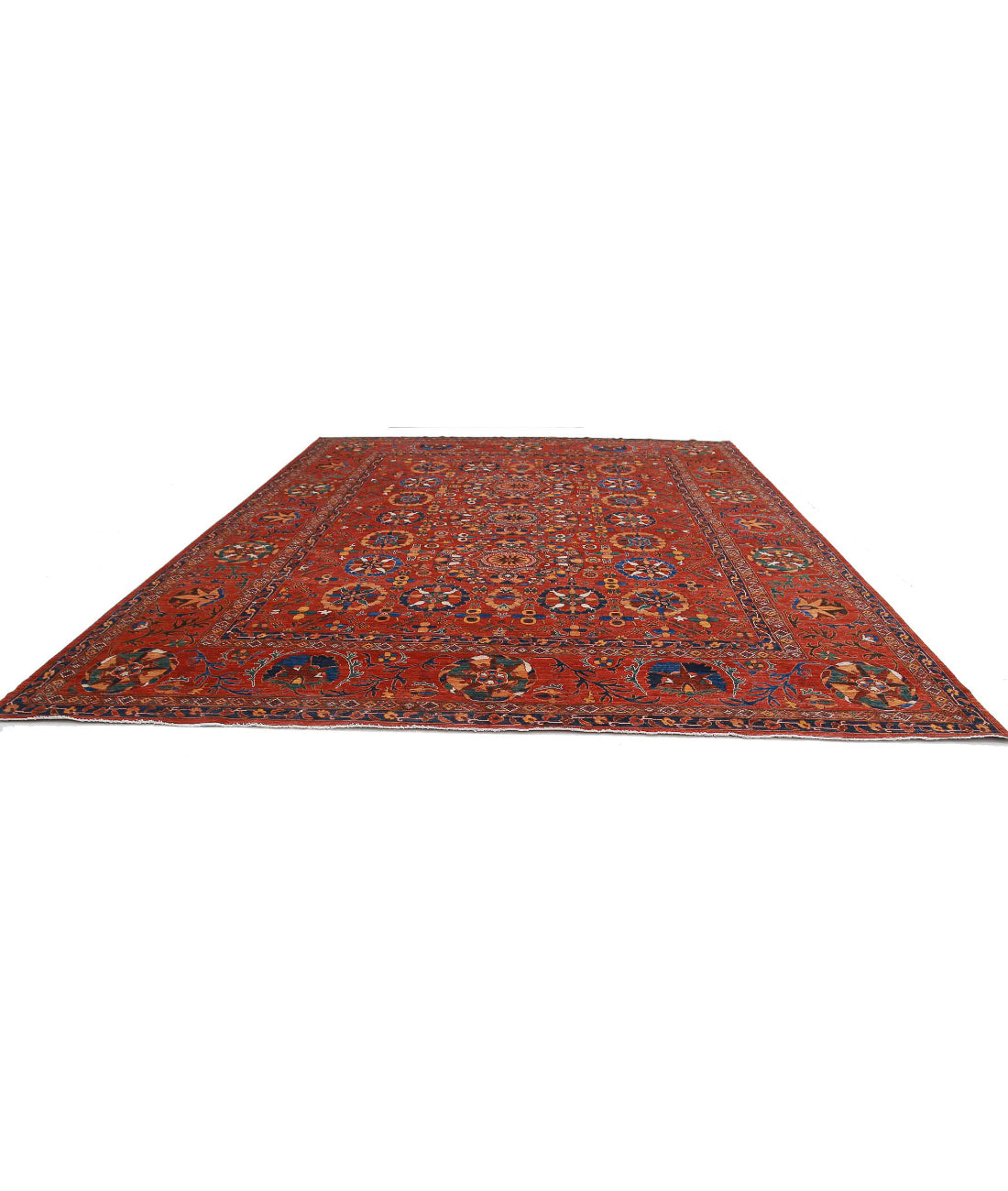 Humna 13'0'' X 16'1'' Hand-Knotted Wool Rug 13'0'' x 16'1'' (390 X 483) / Red / Red