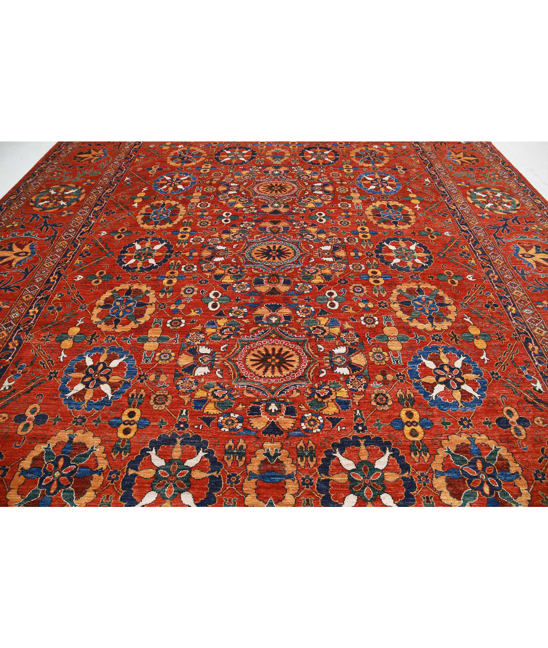 Humna 13'0'' X 16'1'' Hand-Knotted Wool Rug 13'0'' x 16'1'' (390 X 483) / Red / Red