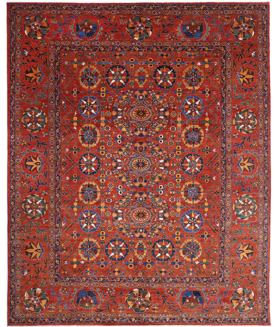 Humna 13'0'' X 16'1'' Hand-Knotted Wool Rug 13'0'' x 16'1'' (390 X 483) / Red / Red