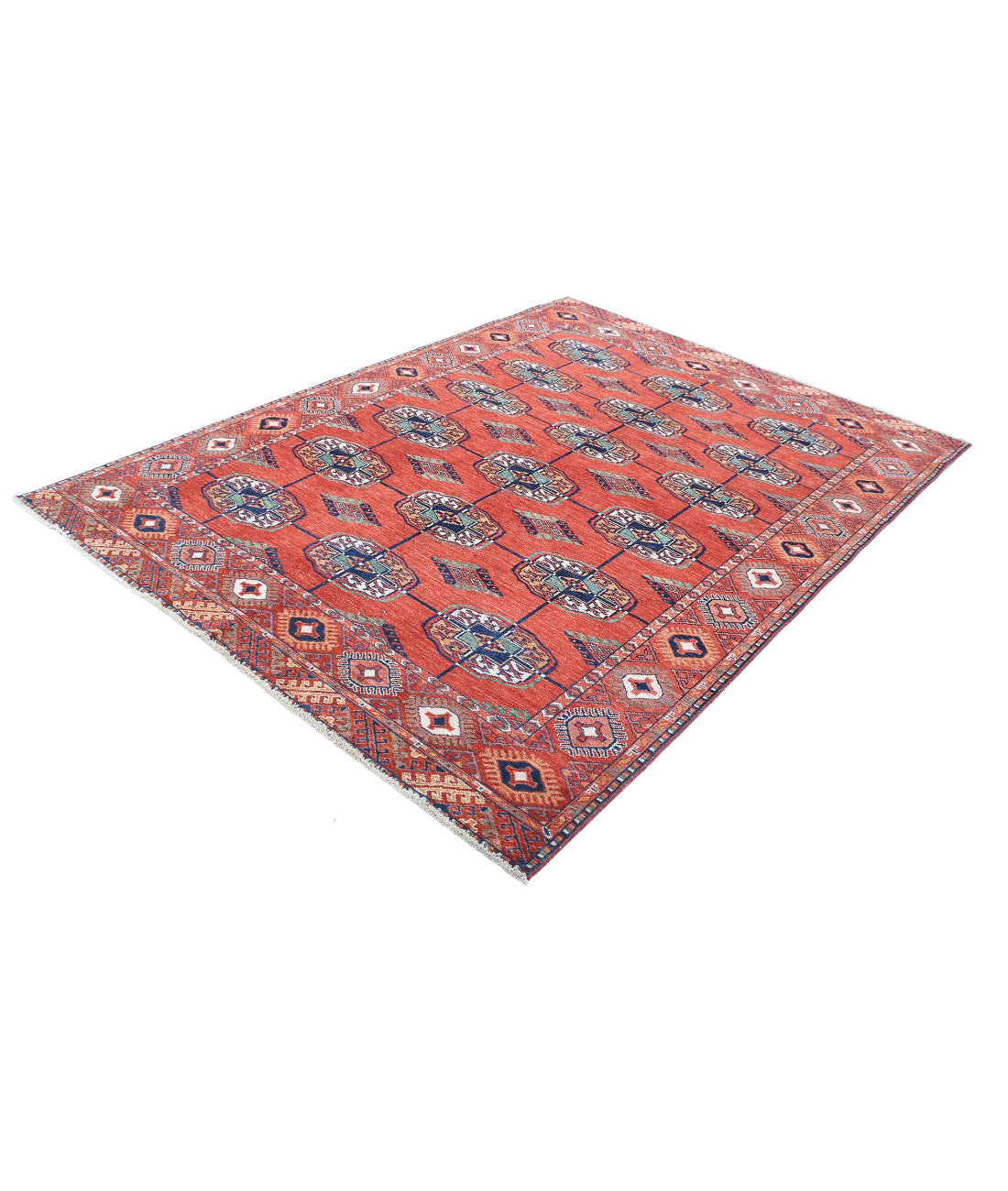 Humna 5'8'' X 7'9'' Hand-Knotted Wool Rug 5'8'' x 7'9'' (170 X 233) / Rust / Blue