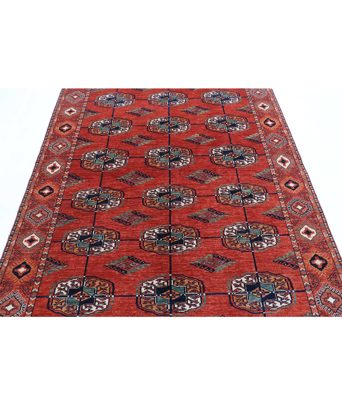 Humna 5'8'' X 7'9'' Hand-Knotted Wool Rug 5'8'' x 7'9'' (170 X 233) / Rust / Blue