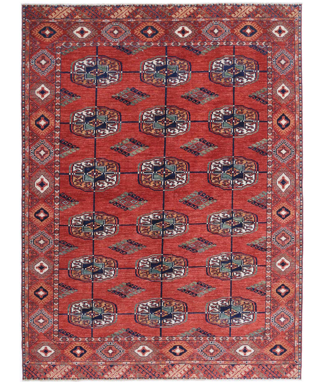 Humna 5'8'' X 7'9'' Hand-Knotted Wool Rug 5'8'' x 7'9'' (170 X 233) / Rust / Blue