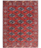 Humna 5'8'' X 7'9'' Hand-Knotted Wool Rug 5'8'' x 7'9'' (170 X 233) / Rust / Blue