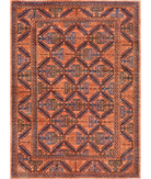 Hand Knotted Humna Wool Rug 6' 5" X 8' 10" 6' 5" X 8' 10" (196 X 269) / Brown / Blue