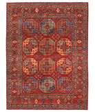 Hand Knotted Humna Wool Rug 7' 4" X 9' 8" 7' 4" X 9' 8" (223 X 295) / Rust / Blue