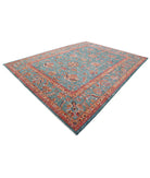 Humna 10'4'' X 13'3'' Hand-Knotted Wool Rug 10'4'' x 13'3'' (310 X 398) / Teal / Teal