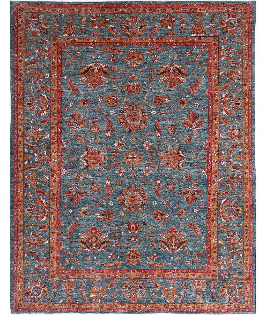 Humna 10'4'' X 13'3'' Hand-Knotted Wool Rug 10'4'' x 13'3'' (310 X 398) / Teal / Teal