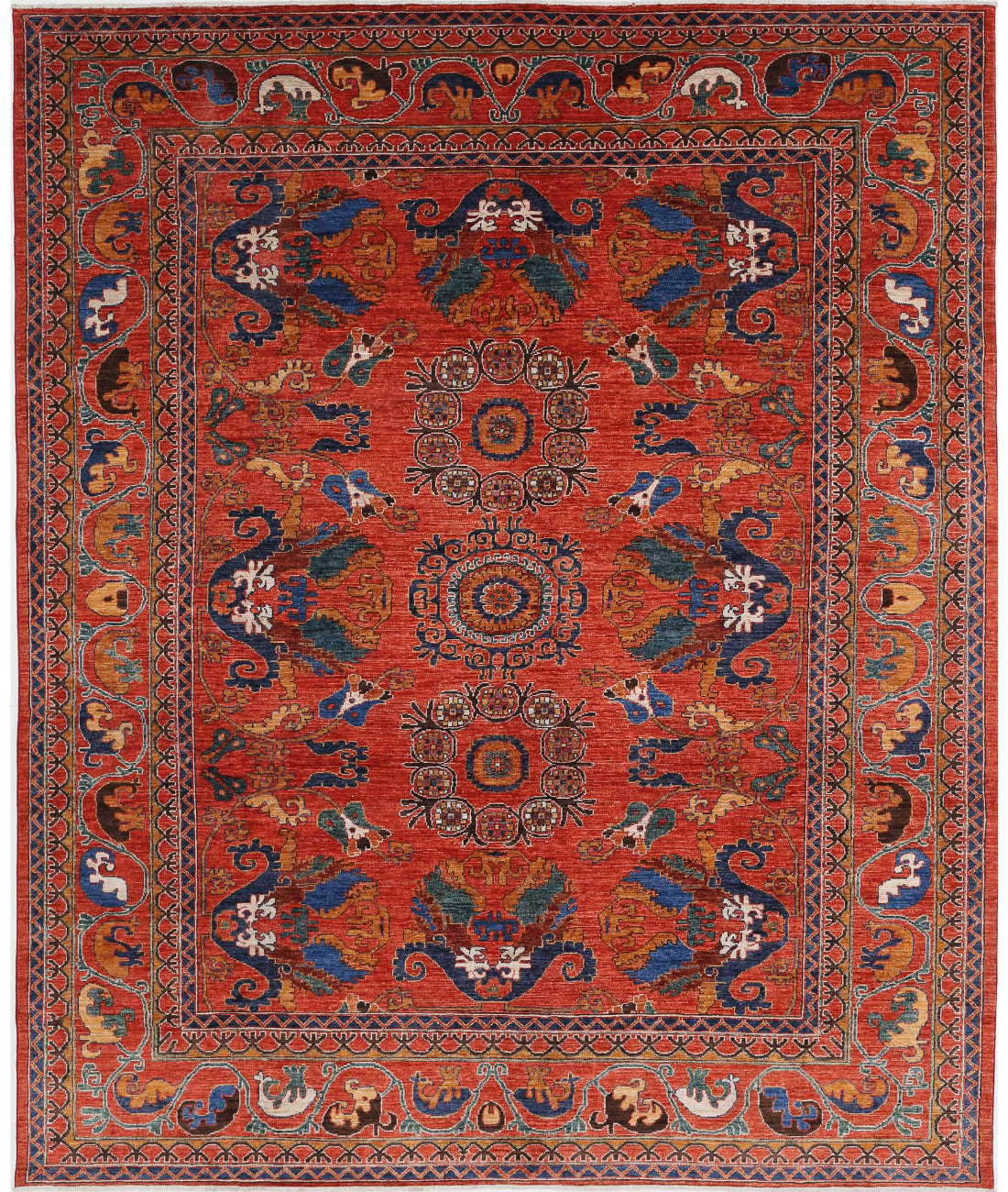 Humna 8'4'' X 9'11'' Hand-Knotted Wool Rug 8'4'' x 9'11'' (250 X 298) / Red / Red