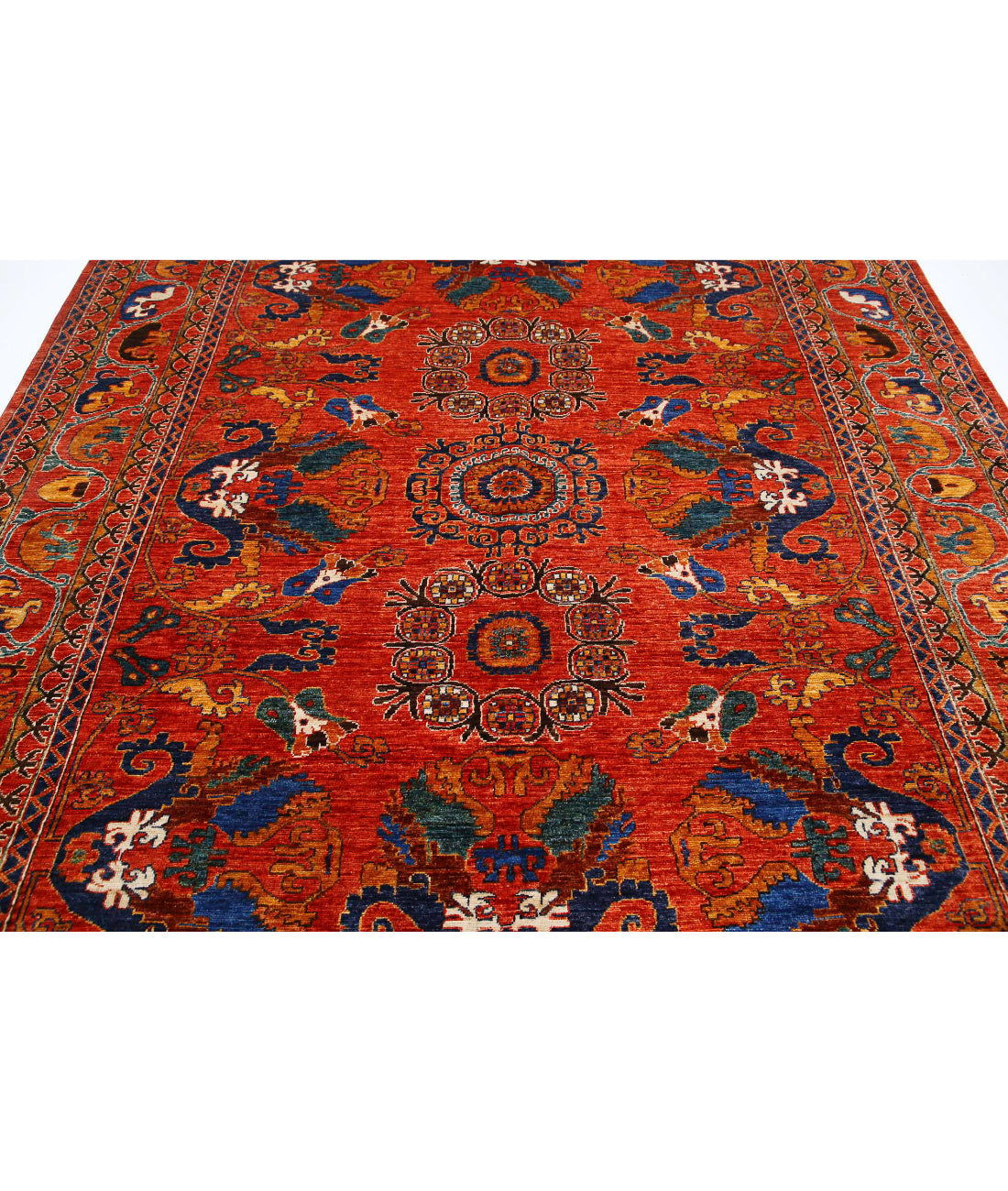 Humna 8'4'' X 9'11'' Hand-Knotted Wool Rug 8'4'' x 9'11'' (250 X 298) / Red / Red