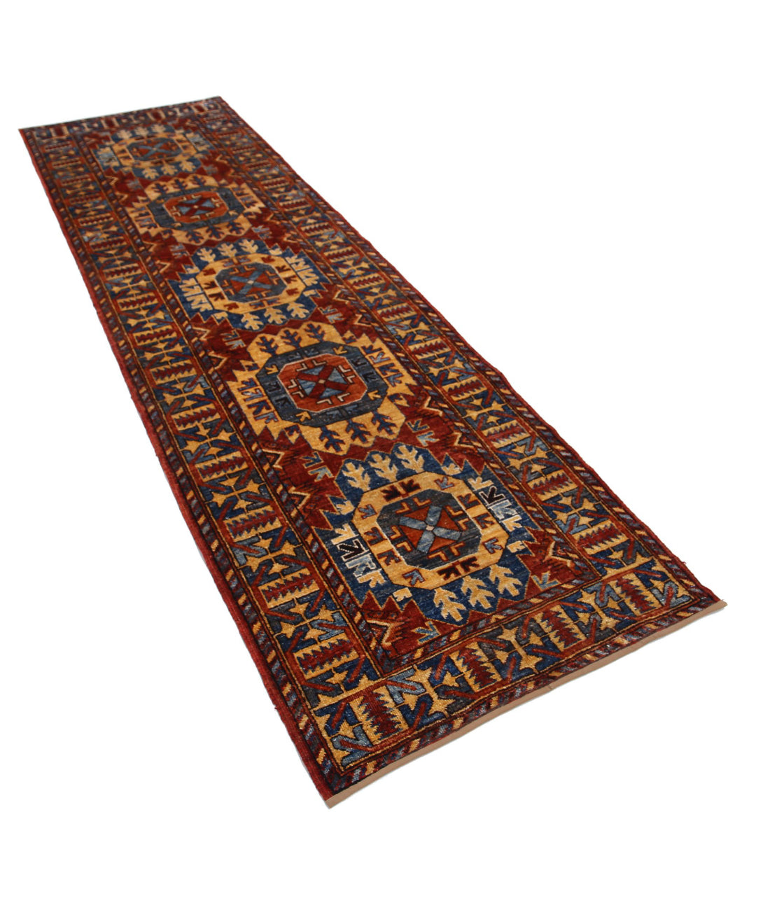 Humna 2'11'' X 9'10'' Hand-Knotted Wool Rug 2'11'' x 9'10'' (88 X 295) / Red / Multi