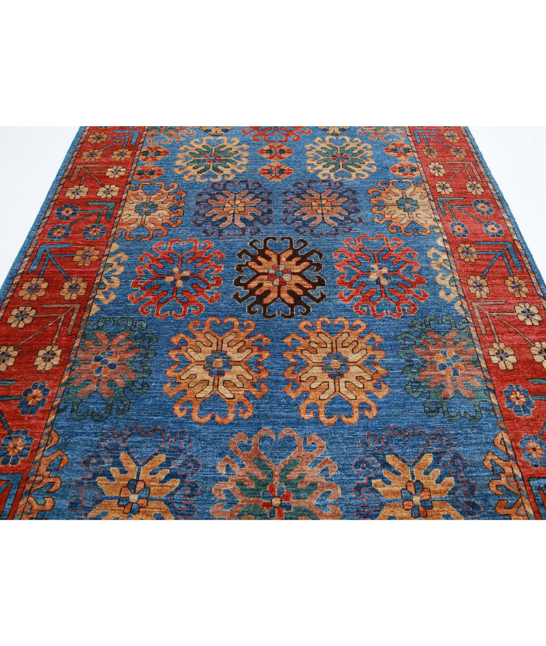 Humna 6'9'' X 10'1'' Hand-Knotted Wool Rug 6'9'' x 10'1'' (203 X 303) / Blue / Red