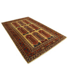 Humna 6'2'' X 9'6'' Hand-Knotted Wool Rug 6'2'' x 9'6'' (185 X 285) / Gold / Red