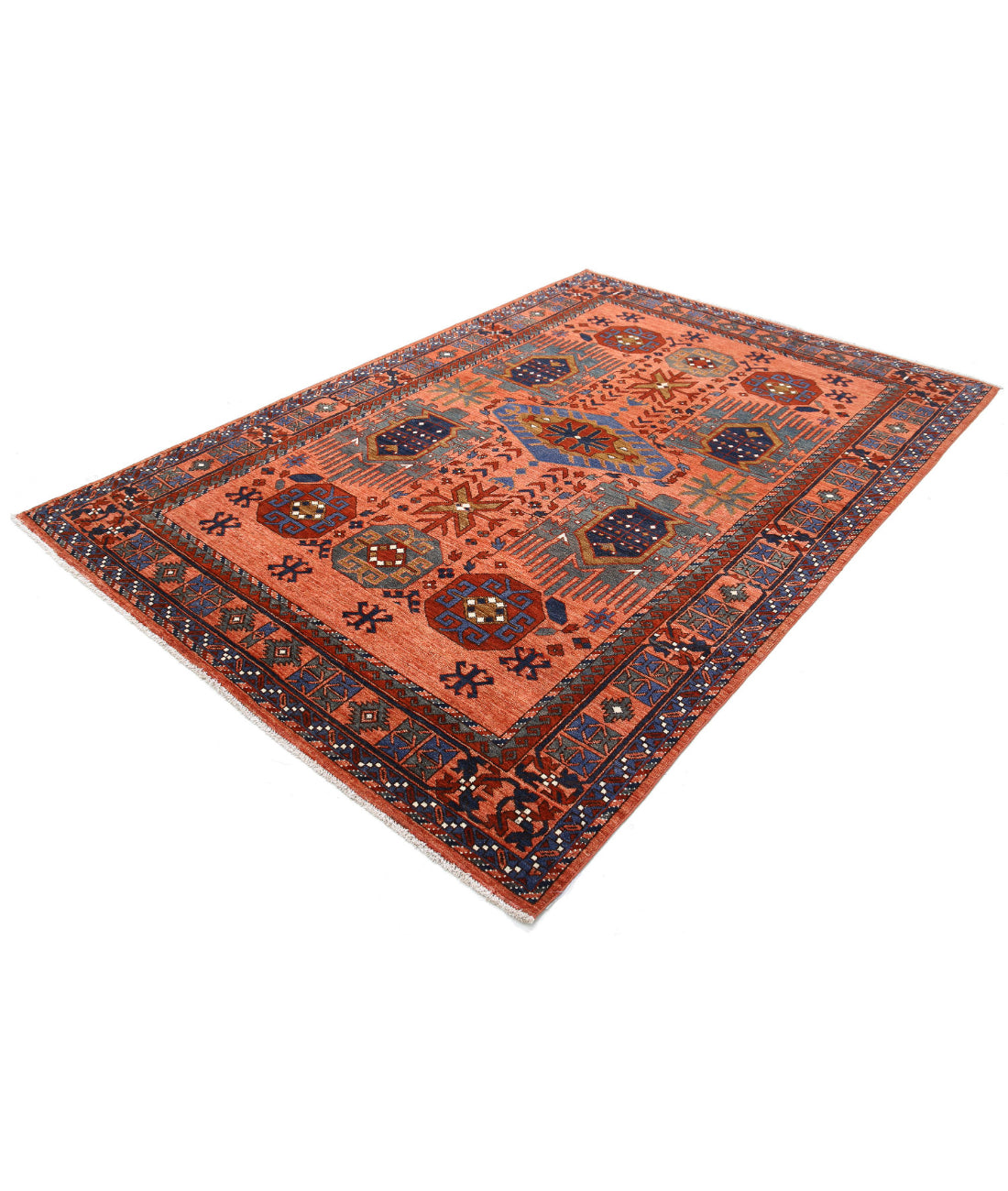 Humna 6'0'' X 8'9'' Hand-Knotted Wool Rug 6'0'' x 8'9'' (180 X 263) / Rust / Rust