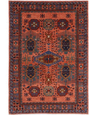 Humna 6'0'' X 8'9'' Hand-Knotted Wool Rug 6'0'' x 8'9'' (180 X 263) / Rust / Rust