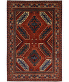 Humna 6'5'' X 9'4'' Hand-Knotted Wool Rug 6'5'' x 9'4'' (193 X 280) / Red / Red