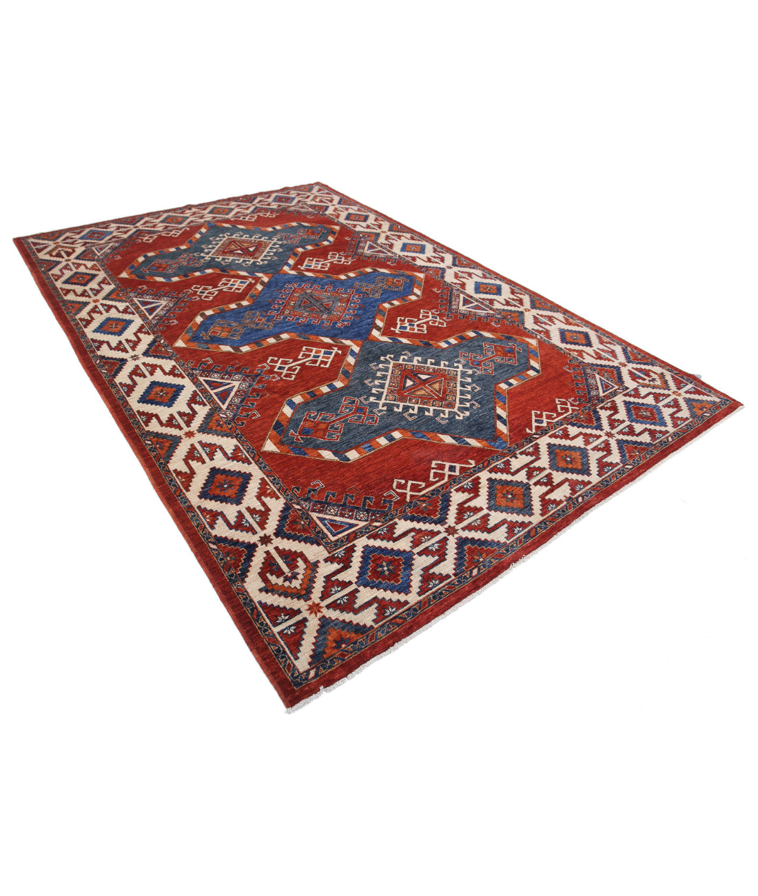 Humna 7'0'' X 10'2'' Hand-Knotted Wool Rug 7'0'' x 10'2'' (210 X 305) / Red / Red