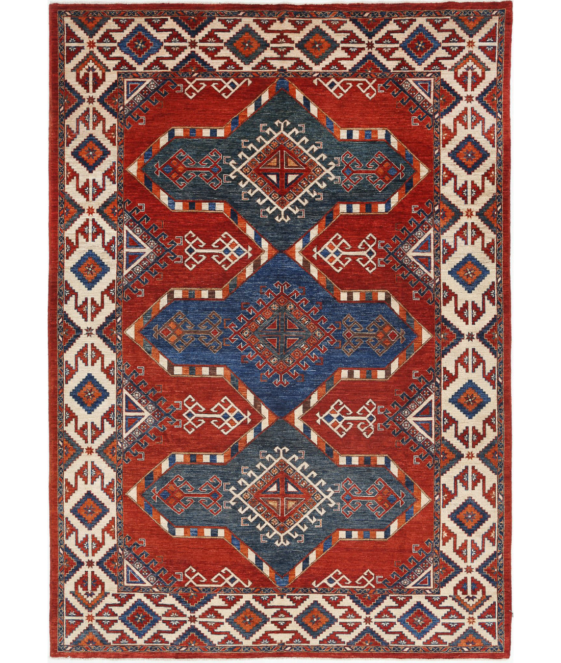 Humna 7'0'' X 10'2'' Hand-Knotted Wool Rug 7'0'' x 10'2'' (210 X 305) / Red / Red