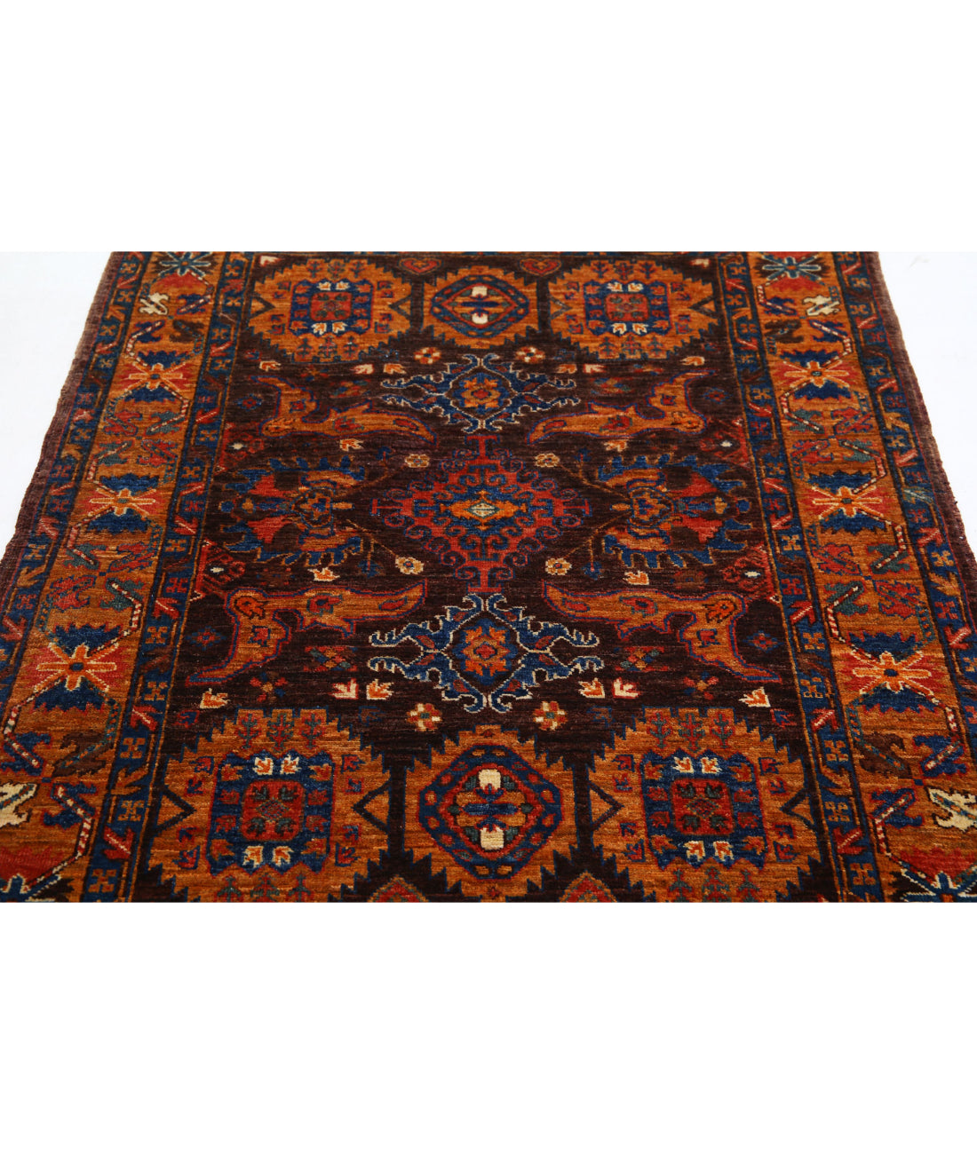 Humna 3'11'' X 5'11'' Hand-Knotted Wool Rug 3'11'' x 5'11'' (118 X 178) / Brown / Gold