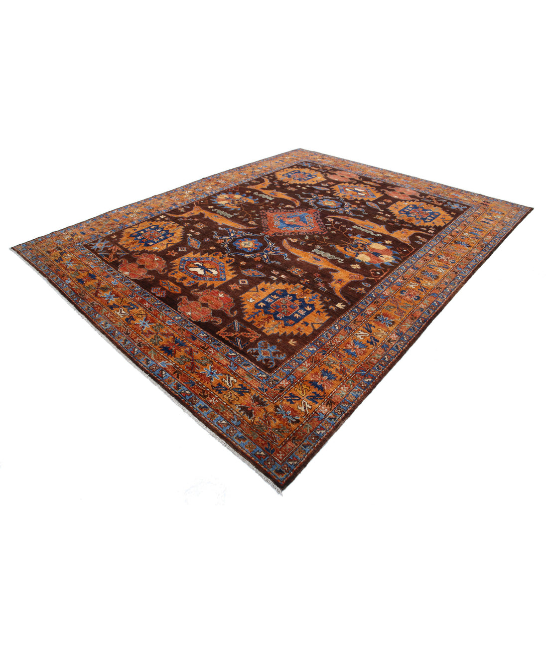 Humna 9'2'' X 11'7'' Hand-Knotted Wool Rug 9'2'' x 11'7'' (275 X 348) / Gold / Brown