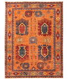 Hand Knotted Humna Wool Rug 7' 2" X 9' 4" 7' 2" X 9' 4" (219 X 284) / Gold / Red
