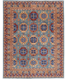 Hand Knotted Nomadic Caucasian Humna Wool Rug - 9'1'' x 11'10'' 9' 1" X 11' 10" ( 277 X 361 ) / Teal / Gold